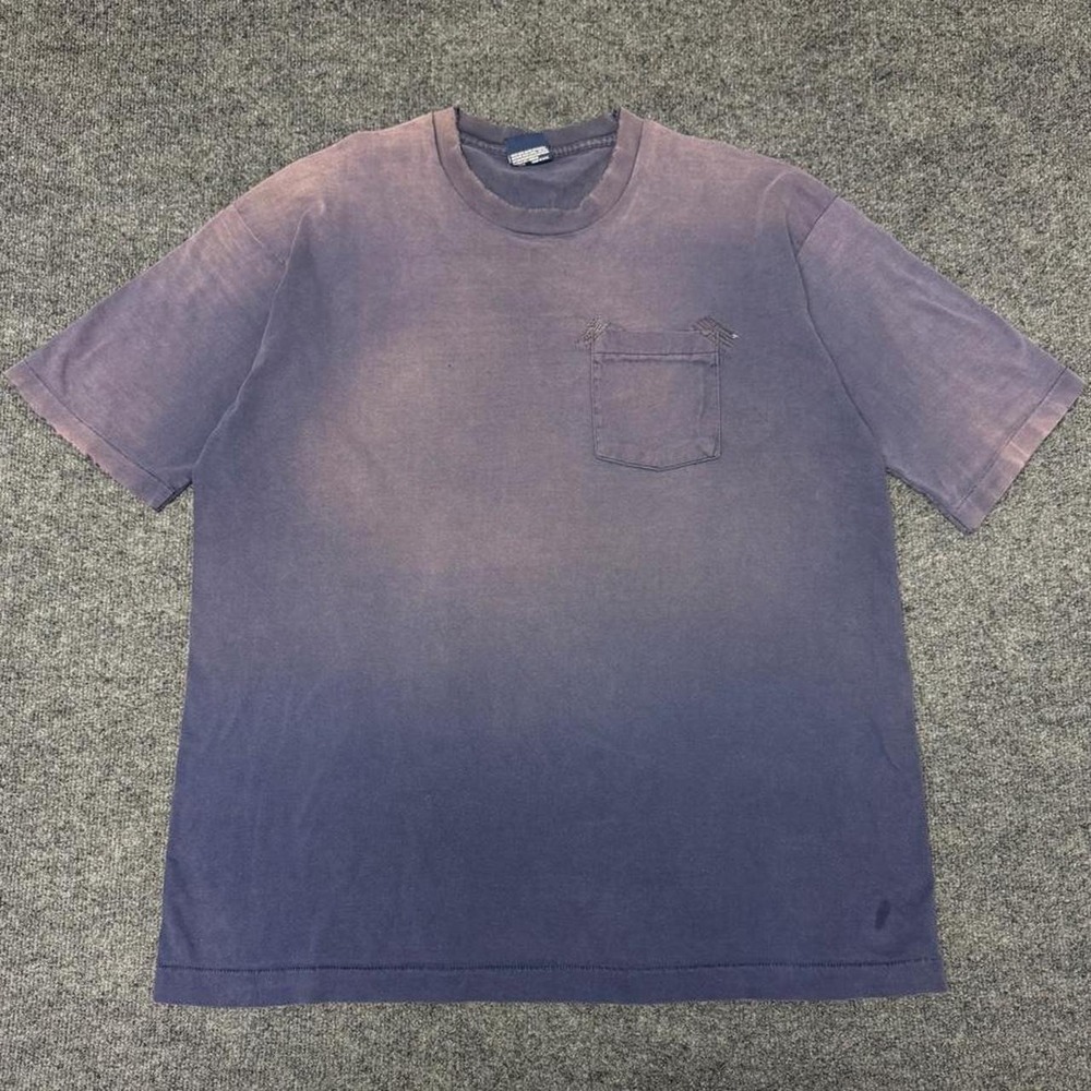Vintage 90s Honors Faded Navy Blue Pocket Tee Shirt Mens XXLT Made in USA